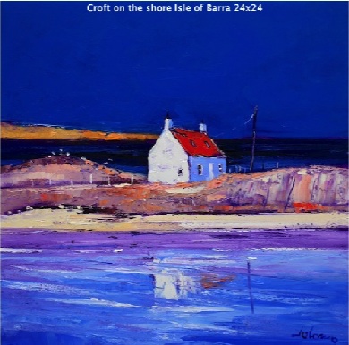Croft on the shore Isle of Barra 24x24  SOLD